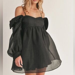 NWT Black Off-Shoulder Bubble Mini Dress